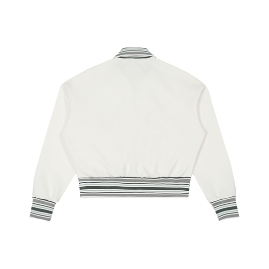 Striped Rib Collar Zip Jacket