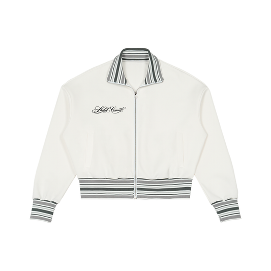 Striped Rib Collar Zip Jacket